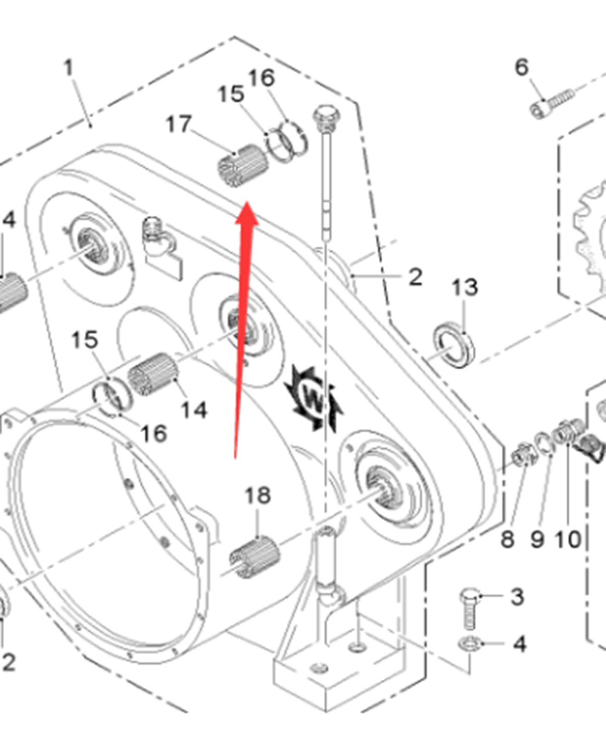 进口铣刨机分动箱连接轴齿438